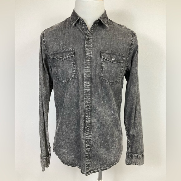 ONLY & SONS Other - ONLY & SONS Men's Medium Soft Faded Black Denim 100% Cotton Shirt Slim Fit